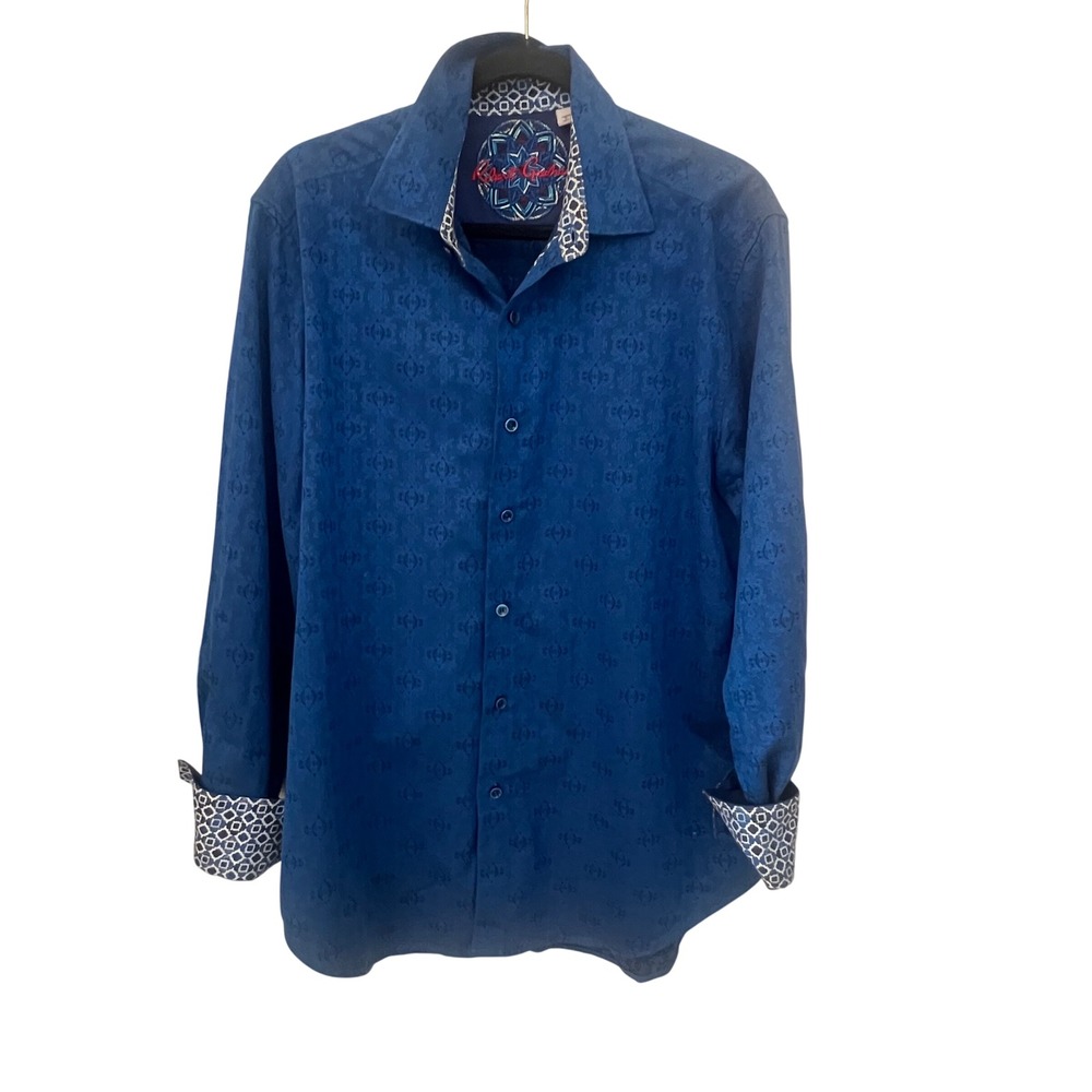 Robert Graham Cullen Jacquard Shirt Button Up Flip Cuff Mens Large